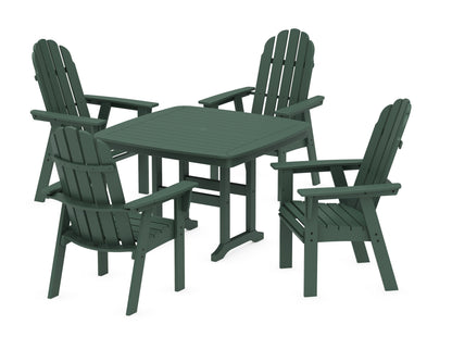 POLYWOOD Vineyard Curveback Adirondack 5-Piece Dining Set - 44" Table in Green
