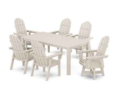 POLYWOOD Vineyard Curveback Adirondack 7-Piece Parsons Swivel Dining Set in Sand