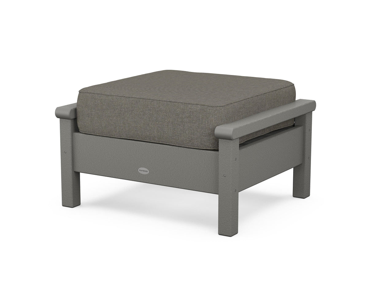 POLYWOOD Harbour Deep Seating Ottoman in Slate Grey / Blend Coal