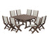 POLYWOOD Coastal Folding Side Chair 9-Piece Dining Set with Trestle Legs in Mahogany / Birch