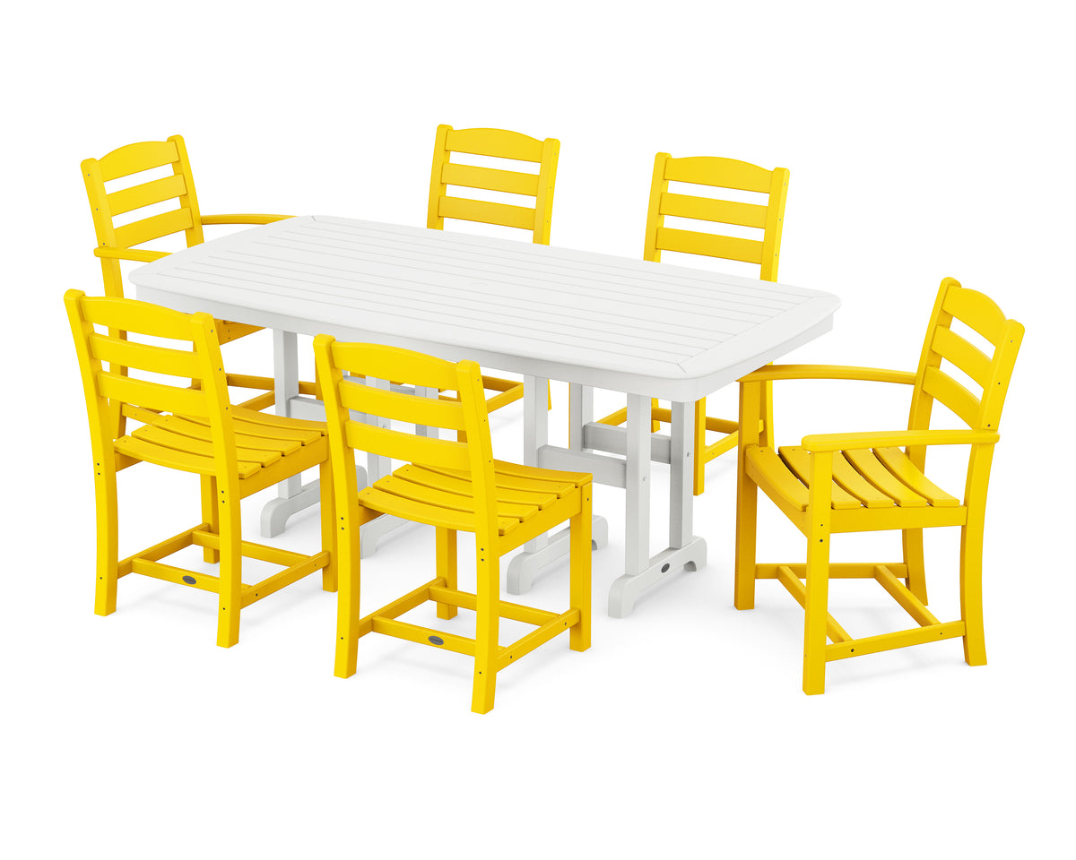 POLYWOOD La Casa Café 7-Piece Dining Set in Lemon / White