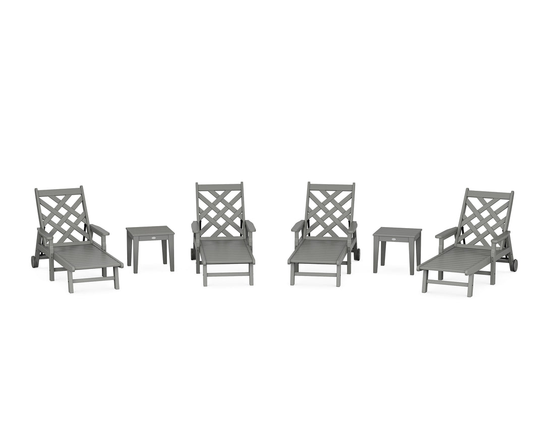 POLYWOOD Wovendale 6-Piece Chaise Set with Arms and Wheels in Slate Grey