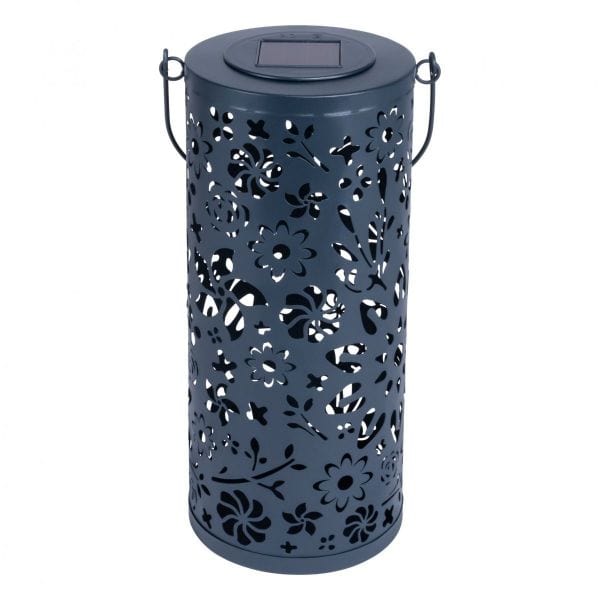 Bloom Punched Metal 12&quot; Solar Lantern - Casual Furniture World