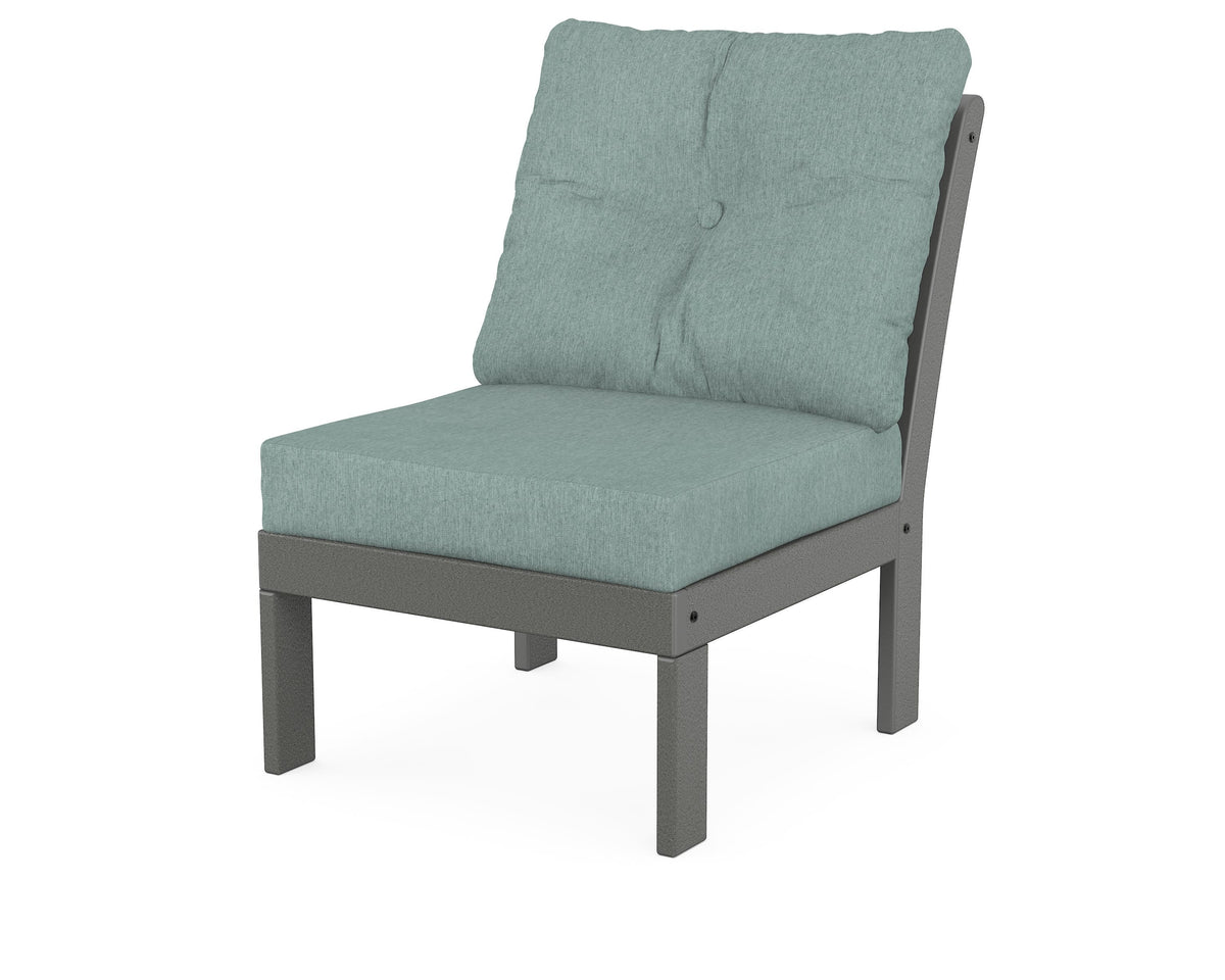 POLYWOOD Vineyard Modular Armless Chair in Slate Grey / Glacier Spa