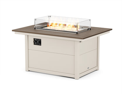 POLYWOOD Rectangle 34"x46" Fire Pit Table in Sand / Kona