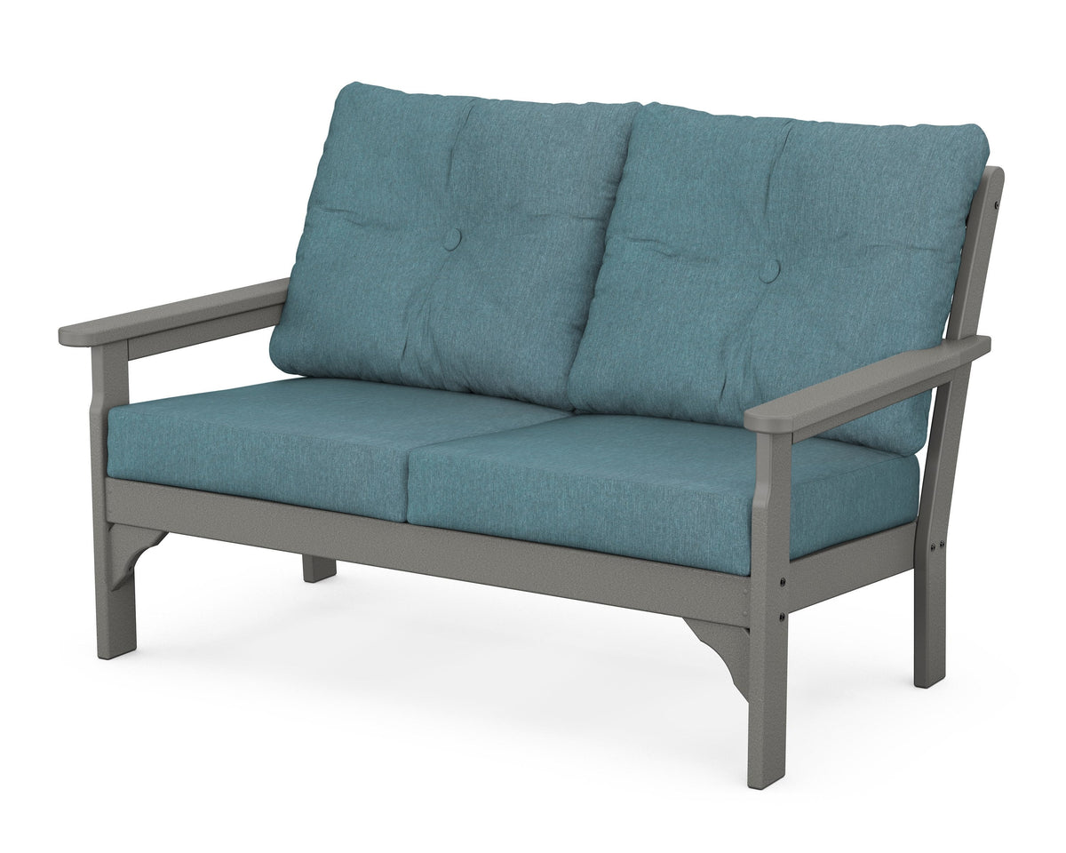 POLYWOOD Vineyard Deep Seating Loveseat in Slate Grey / Ocean Teal
