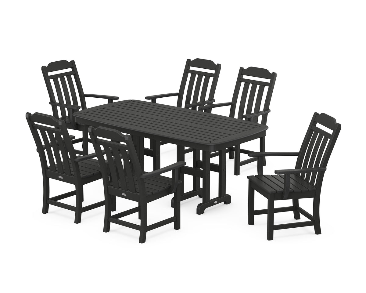 POLYWOOD Cottage Arm Chair 7-Piece Dining Set in Black