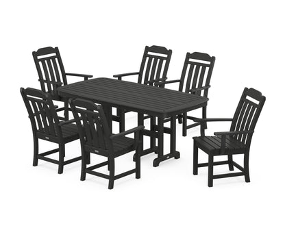 POLYWOOD Cottage Arm Chair 7-Piece Dining Set in Black