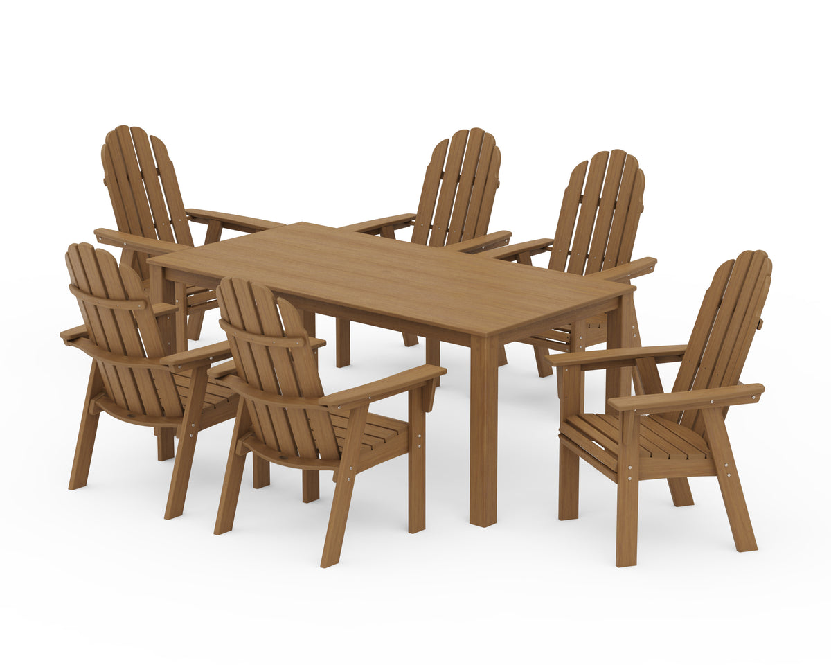 POLYWOOD Vineyard Curveback Adirondack 7-Piece Parsons Dining Set in Natural