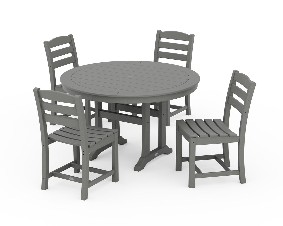 POLYWOOD La Casa Café 5-Piece Side Chair Dining Set - 48" Table in Slate Grey