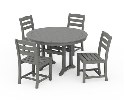 POLYWOOD La Casa Café 5-Piece Side Chair Dining Set - 48" Table in Slate Grey