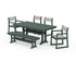 POLYWOOD EDGE Sling 6-Piece Farmhouse Dining Set With Trestle Legs in Green / Birch