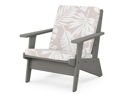 POLYWOOD Riviera Modern Lounge Chair in Slate Grey / Leaf Dune Burlap