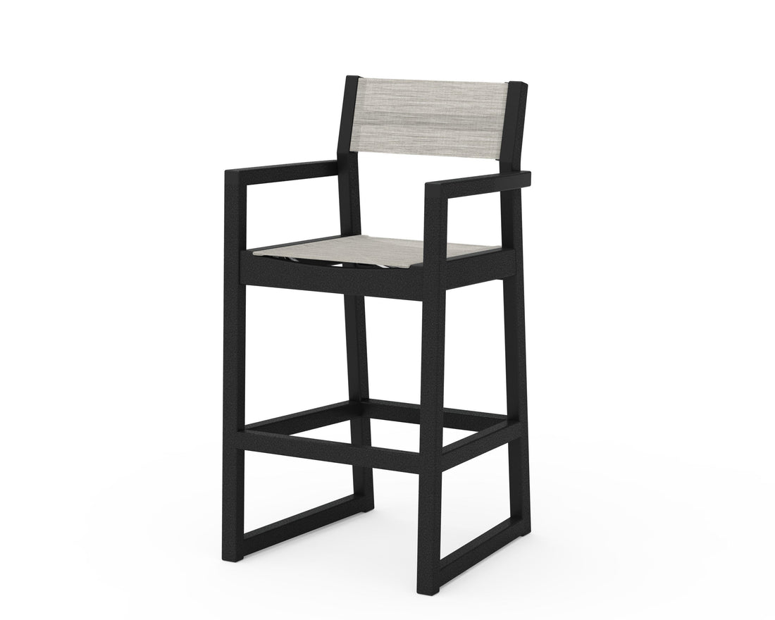 POLYWOOD EDGE Sling Bar Arm Chair in Black / Birch
