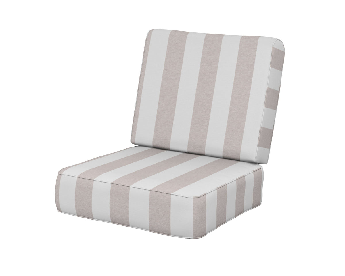 POLYWOOD Ateeva Harbour Seat and Back Cushion in Cabana Stripe Dune Burlap