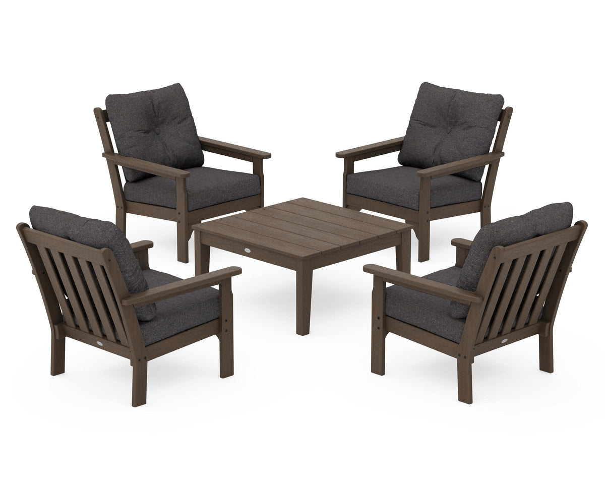 POLYWOOD Vineyard 5-Piece Deep Seating Conversation Set in Kona / Ash Charcoal