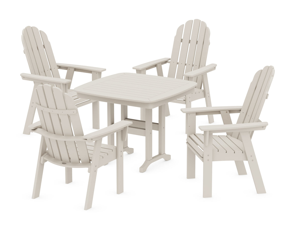 POLYWOOD Vineyard Curveback Adirondack 5-Piece Dining Set - 37" Table in Sand