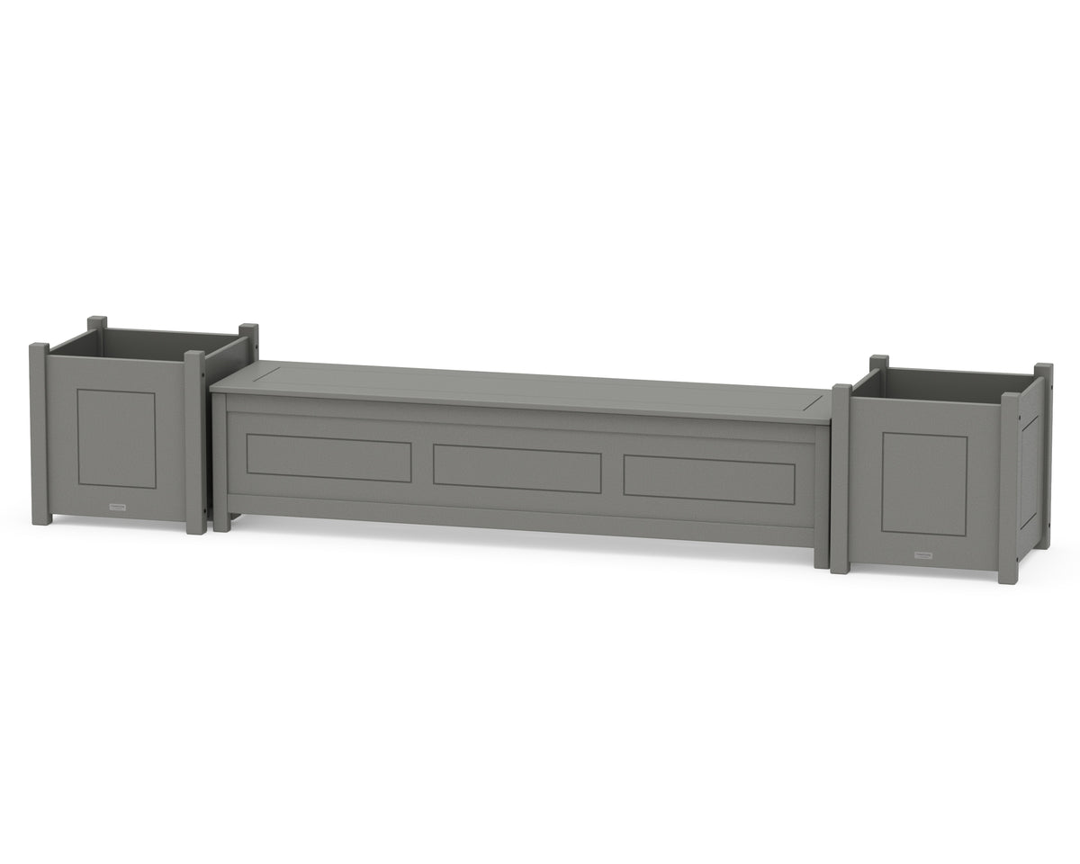 POLYWOOD 72" Country Living Straight Planter Storage Bench Set - Large in Slate Grey