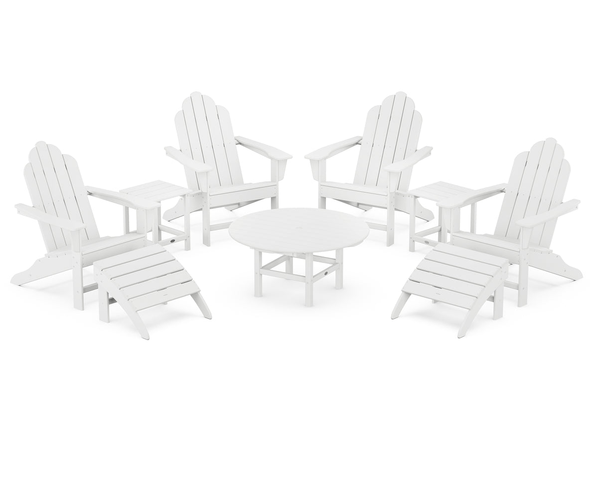 POLYWOOD Long Island Adirondack 9-Piece Conversation Group in White