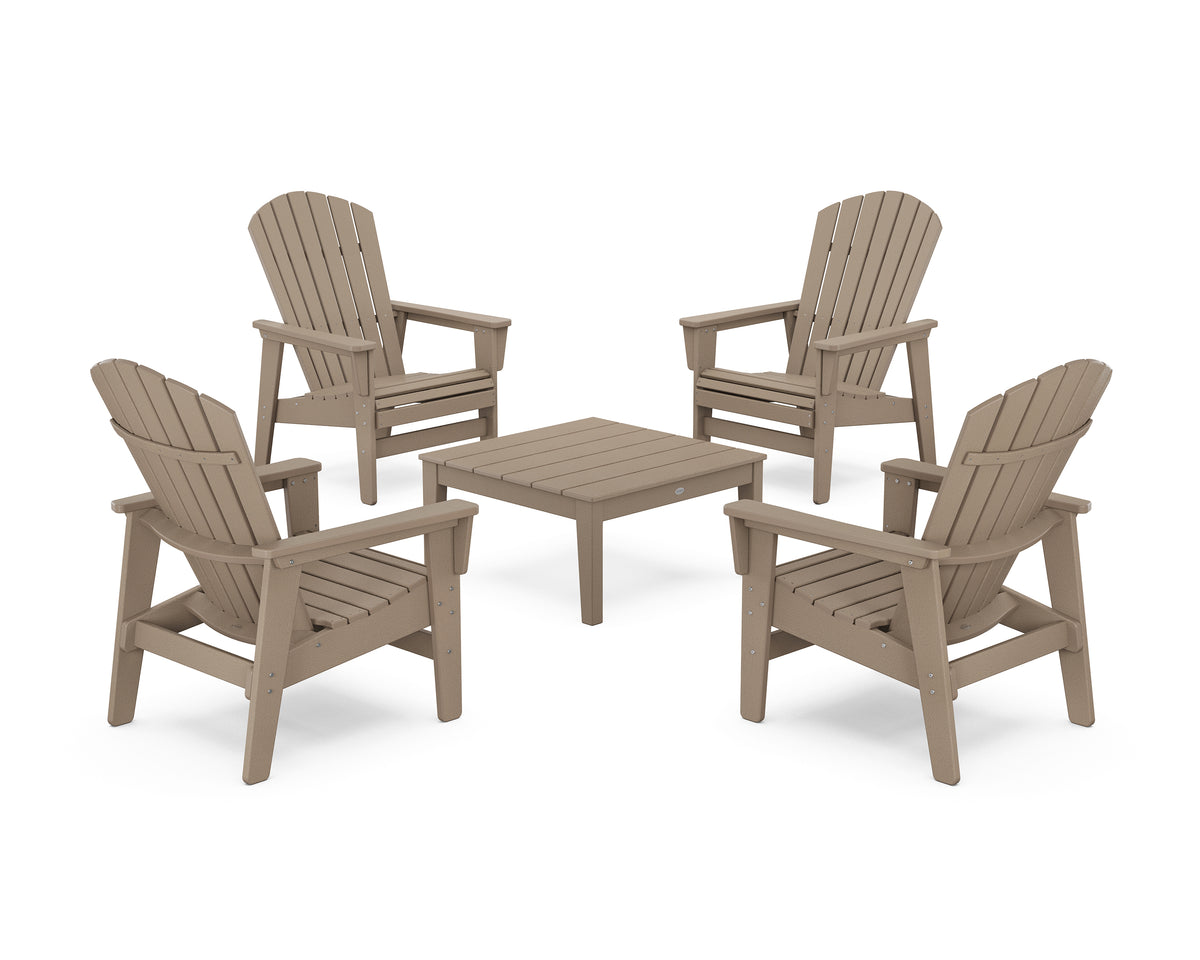POLYWOOD 5-Piece Nautical Grand Upright Adirondack Chair Conversation Group in Vintage Sahara