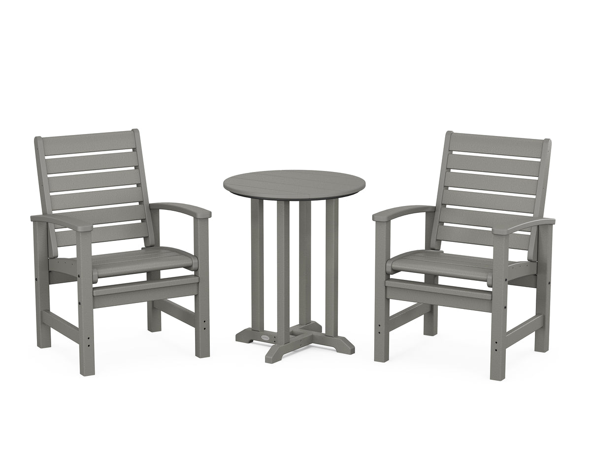 POLYWOOD Signature 3-Piece Round Farmhouse Bistro Dining Set in Slate Grey