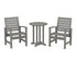 POLYWOOD Signature 3-Piece Round Farmhouse Bistro Dining Set in Slate Grey