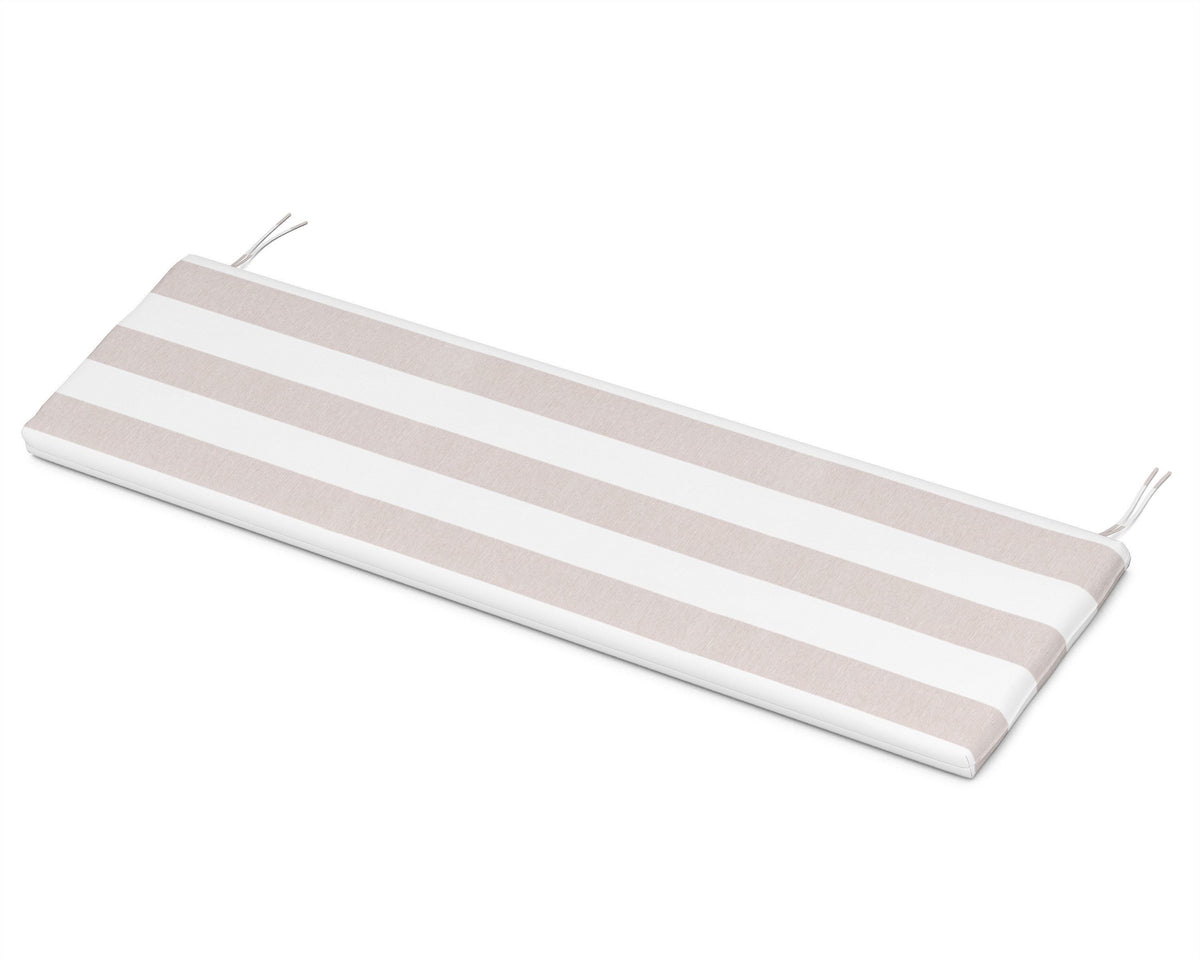 POLYWOOD Bench Seat Cushion - 17.25"D x 56.5"W x 2.5"H in Cabana Stripe Dune Burlap