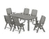 POLYWOOD Nautical Folding Highback Chair 7-Piece Parsons Dining Set in Slate Grey