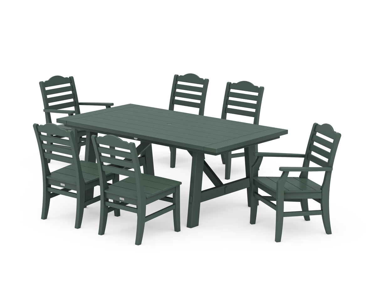 POLYWOOD Savannah 7-Piece Rustic Farmhouse Dining Set in Green