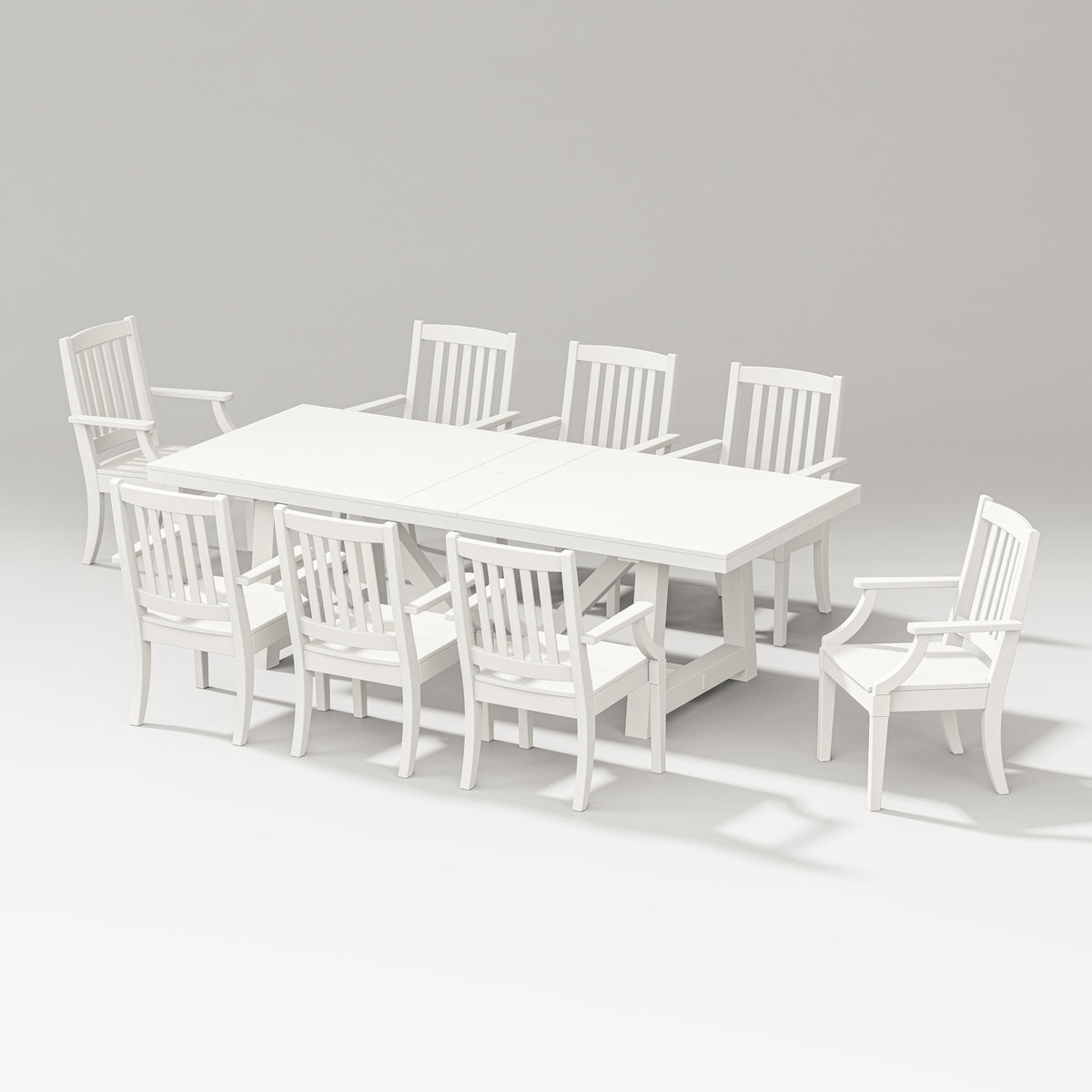 POLYWOOD Estate Arm Chair 9-Piece A-Frame Table Dining Set in Vintage White