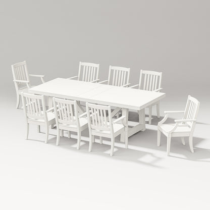 POLYWOOD Estate Arm Chair 9-Piece A-Frame Table Dining Set in Vintage White