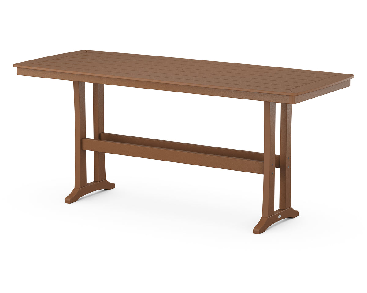 POLYWOOD Nautical Trestle 39" x 97" Bar Table in Teak