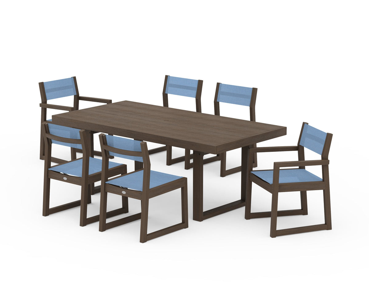 POLYWOOD EDGE Sling 7-Piece Dining Set in Kona / Poolside