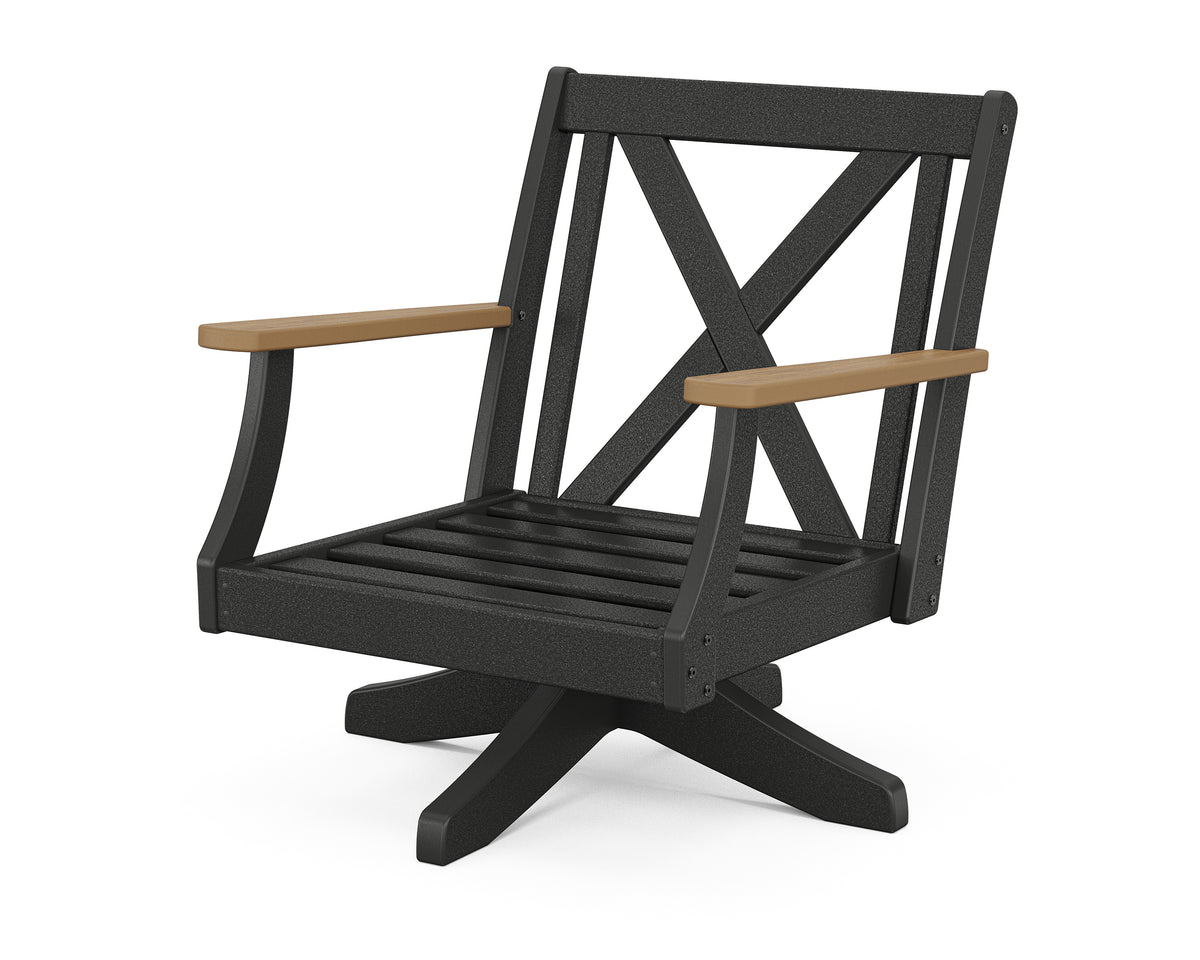 POLYWOOD Braxton Deep Seating Swivel Chair Frame in Black / Natural