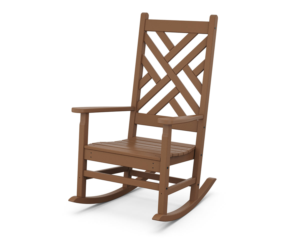 POLYWOOD Chippendale Porch Rocking Chair in Teak