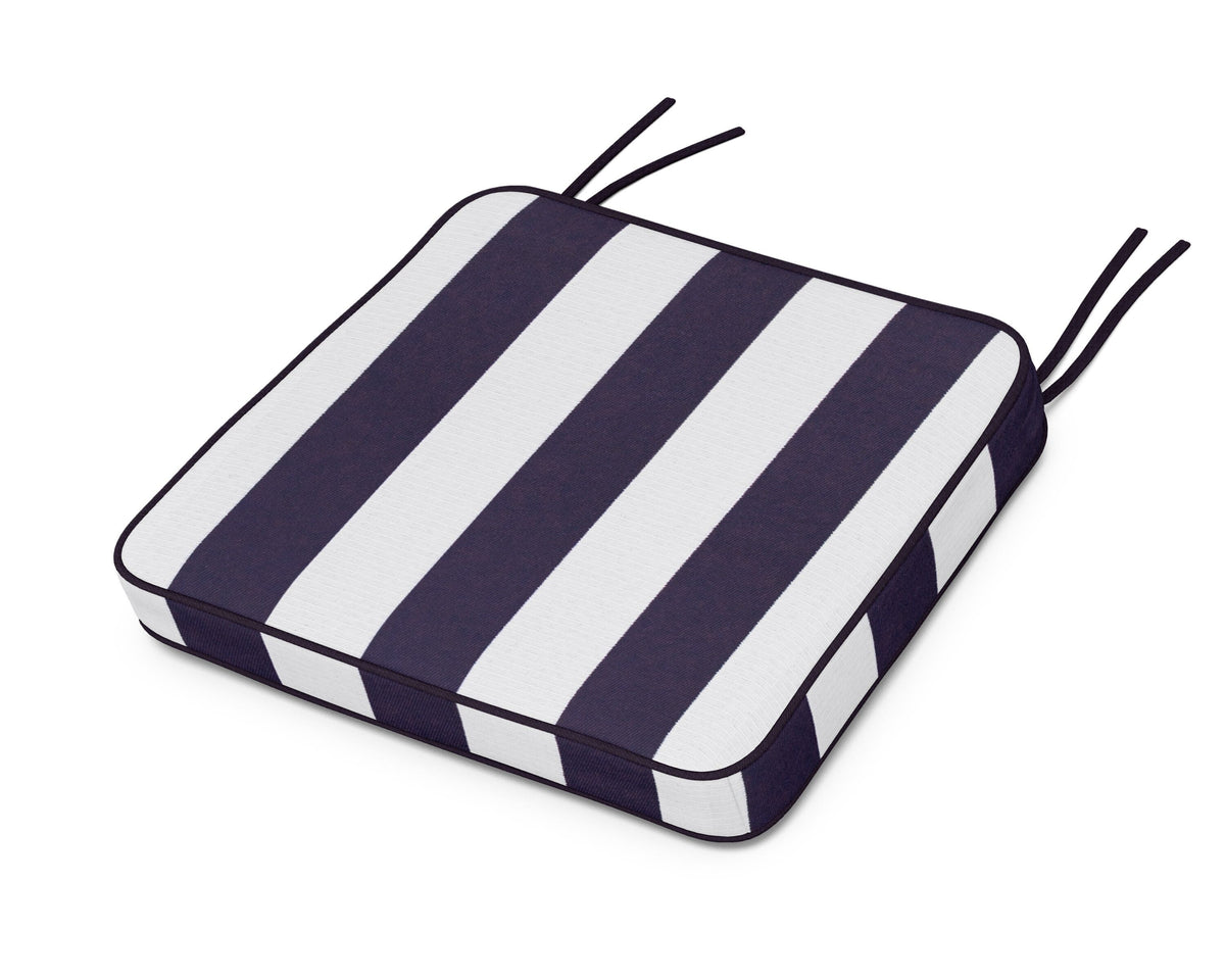 POLYWOOD Chinoiserie Arm Chair Seat Cushion in Cabana Stripe Navy