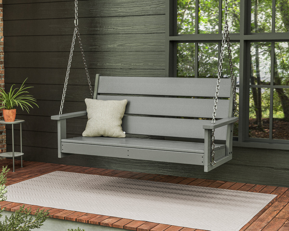 POLYWOOD Lakeside 48" Swing in Slate Grey in an outdoor setting