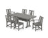 POLYWOOD Prairie 7-Piece Farmhouse Dining Set with Trestle Legs in Slate Grey