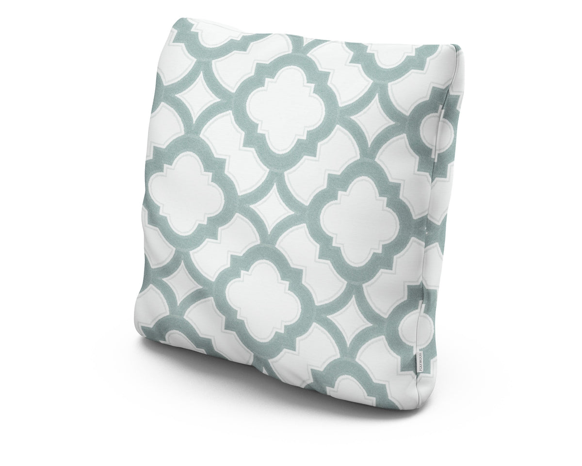 POLYWOOD 20" Outdoor Throw Pillow in Trellis Glacier Spa