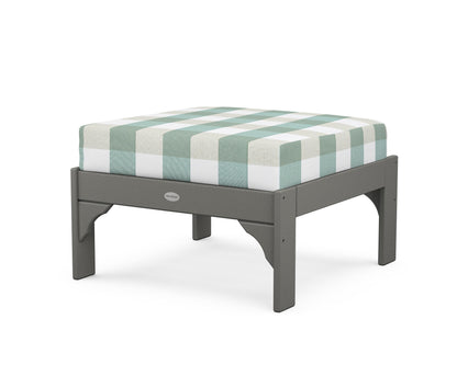 POLYWOOD Vineyard Deep Seating Ottoman in Slate Grey / Buffalo Plaid Glacier Spa