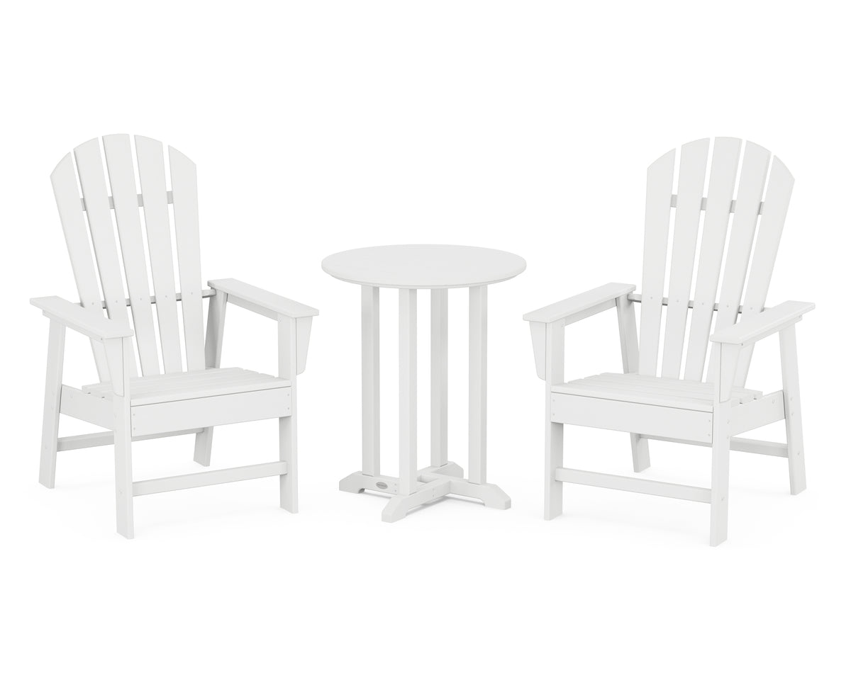 POLYWOOD South Beach 3-Piece Round Farmhouse Bistro Dining Set in White