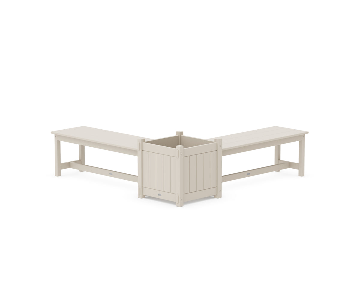 POLYWOOD 48" Vineyard L-Shaped Planter Bench Set - Large in Sand