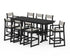POLYWOOD EDGE Sling 9-Piece Farmhouse Bar Set with Trestle Legs in Black / Birch