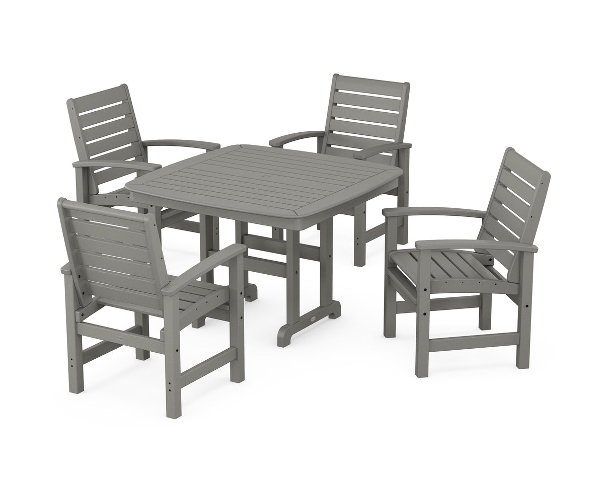 POLYWOOD Signature 5-Piece Dining Set - 44" Table in Slate Grey