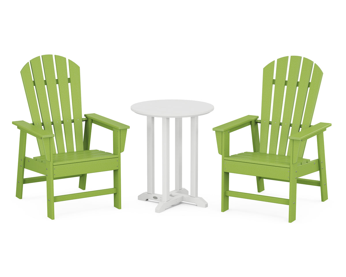 POLYWOOD South Beach 3-Piece Round Farmhouse Bistro Dining Set in Lime / White