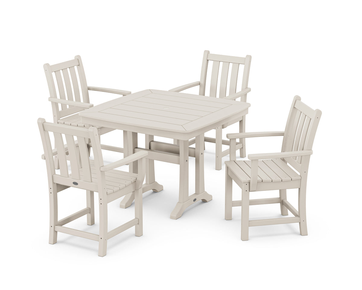 POLYWOOD Traditional Garden 5-Piece Dining Set with Trestle Legs - 37" Table in Sand