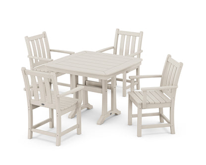 POLYWOOD Traditional Garden 5-Piece Dining Set with Trestle Legs - 37" Table in Sand