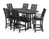 POLYWOOD Country Living Wovendale Arm Chair 7-Piece Farmhouse Bar Set with Trestle Legs in Black