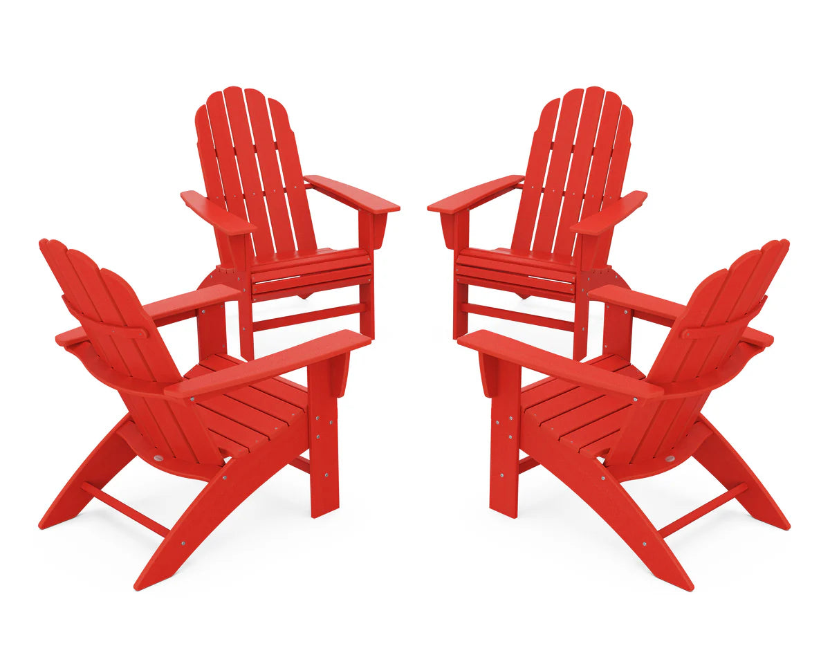 POLYWOOD 4-Piece Vineyard Curveback Adirondack Chair Conversation Set