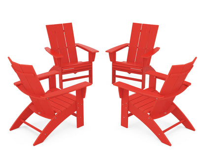 POLYWOOD 4-Piece Modern Curveback Adirondack Conversation Set